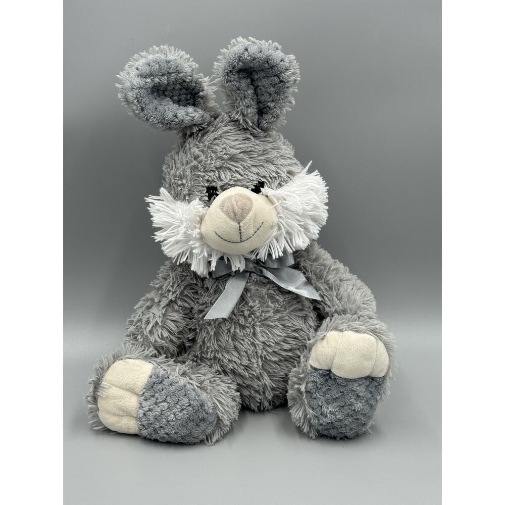 Gray Bunny Rabbit Plush W/ Ribbon Bow 13”‎ Stuffed Animal No Tag